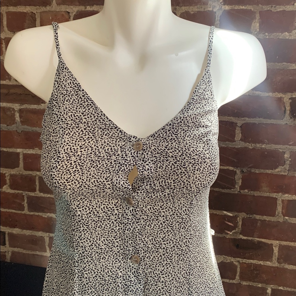 Spaghetti Strap Button-Down Dress Flowy Silky Sz … - image 3